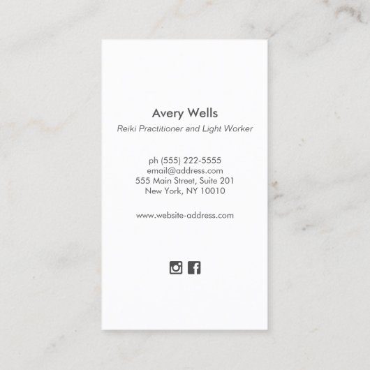 Carte De Visite Elégant Gold Chakra Spirituel Energy Worker (Dos)