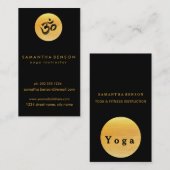 Carte De Visite Élégant Gold Circle OM Logo Black Yoga (Devant / Derrière)