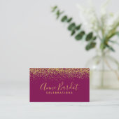 Carte De Visite Elégant Gold Confetti & Fuchsia Professionnel (Debout devant)