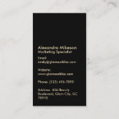 Carte De Visite Elegant Gold Crown Grid Black Minimal (Dos)