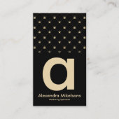 Carte De Visite Elegant Gold Crown Grid Black Minimal (Devant)