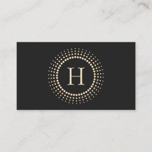 Carte De Visite Élégant Gold Designer Monogram Circle Logo