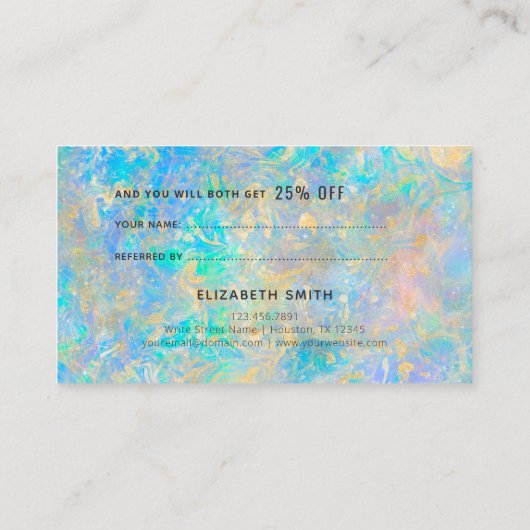 Carte De Visite Elégant Gold Diamond Opal Pierre de référence (Dos)