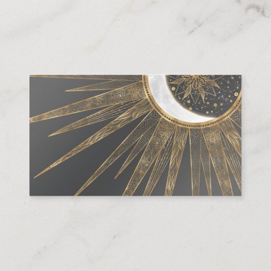 Carte De Visite Elegant Gold Doodles Sun Moon Mandala Design (Dos)