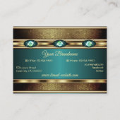 Carte De Visite Elégant Gold Effects Turquoise avec Faux Rhineston (Dos)