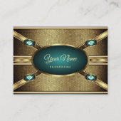Carte De Visite Elégant Gold Effects Turquoise avec Faux Rhineston (Devant)
