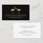 Carte de visite Elegant Gold Flamants roses Event (Devant / Derrière)