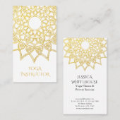 Carte De Visite Élégant Gold Floral Mandala Yoga Instructeur (Devant / Derrière)