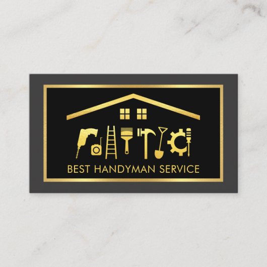 Carte De Visite Elegant Gold Handyman Tools Frame (Devant)
