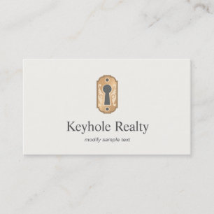 Carte De Visite Élégant Gold Key Hole Logo Immobilier