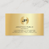 Carte De Visite Elégant Gold Look moderne Monogramme professionnel (Dos)