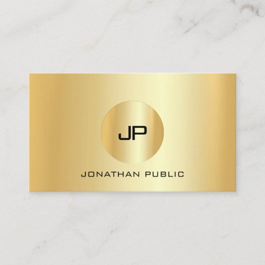 Carte De Visite Elégant Gold Look moderne Monogramme professionnel (Devant)