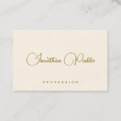 Carte De Visite Elégant Gold Look Texte Signature Cream Typographi (Devant)