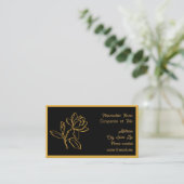 Carte De Visite Elegant Gold Magnolia Flower Black BG Chic (Debout devant)