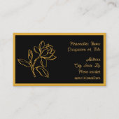 Carte De Visite Elegant Gold Magnolia Flower Black BG Chic (Devant)