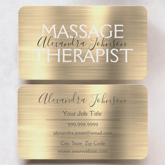 Carte De Visite Elegant Gold Massage Therapist