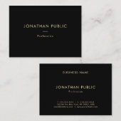 Carte De Visite Élégant Gold Name Black Modèle Moderne (Devant / Derrière)