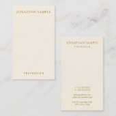 Carte De Visite Elégant Gold Nom de texte Modèle Vertical Moderne (Devant / Derrière)