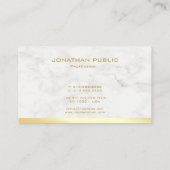Carte De Visite Elegant Gold Nom du texte Marble Modèle moderne (Dos)
