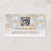 Carte De Visite Elegant Gold Opal Stone QR Code Beauty Salon (Dos)