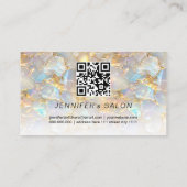 Carte De Visite Elégant Gold Opal Stone QR Code Salon (Dos)