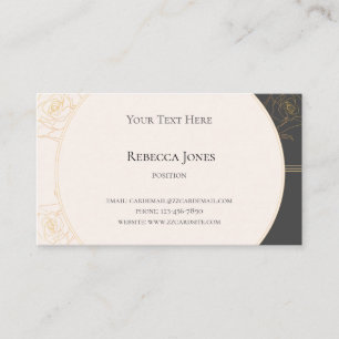 Carte De Visite Elégant Gold Outline Rose Monogramme Crème gris