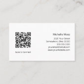 Carte De Visite Élégant Gold Piano Leçons Code QR Clavier simple (Dos)
