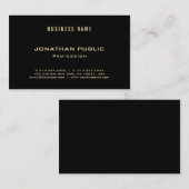Carte De Visite Elégant Gold Police Texte Chic Black Plain Moderne (Devant / Derrière)