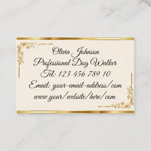 Carte De Visite Élégant Gold Professional Caligraphie de script mo (Dos)