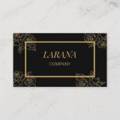 Carte De Visite Elegant Gold Roses Black Luxury Professional (Devant)