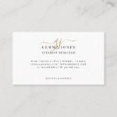 Carte De Visite Elegant Gold Script Monogram Interior Designer (Dos)