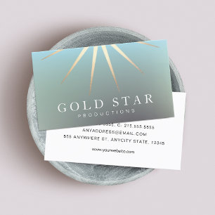 Carte De Visite Élégant Gold Star Logo Professionnel