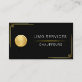 Carte De Visite Elegant Gold Stripe Gold Chauffeur Logo Driver  (Devant)