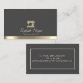 Carte De Visite Elegant Gold Stripe Sewing Machine (Devant / Derrière)