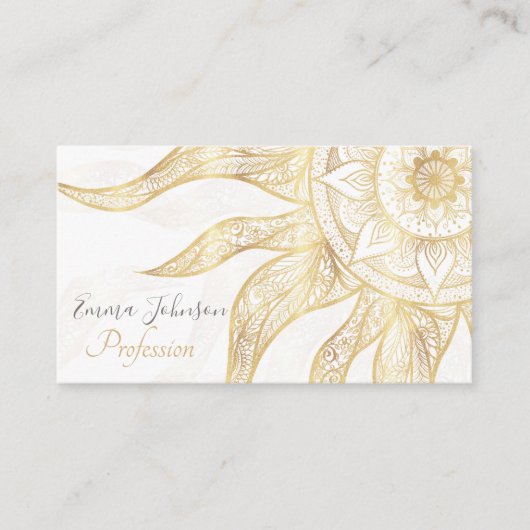 Carte De Visite Elégant Gold Sun Mandala Design (Devant)