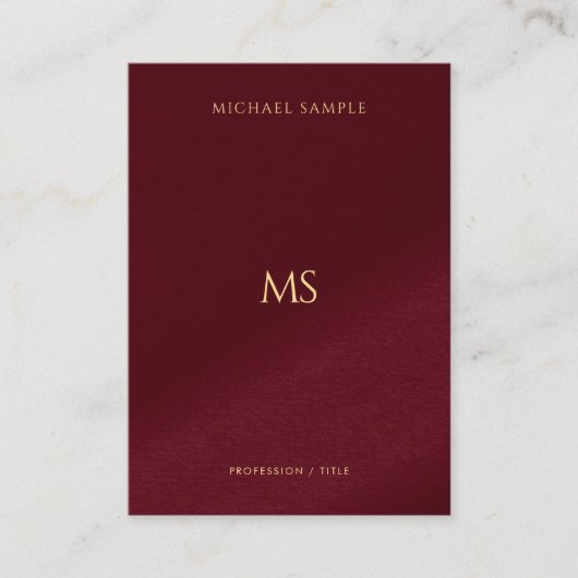 Carte De Visite Elegant Gold Text Monogram Vertical Luxury Thick (Devant)