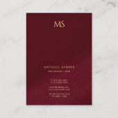 Carte De Visite Elegant Gold Text Monogram Vertical Luxury Thick (Dos)