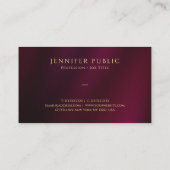 Carte De Visite Elegant Gold Texte Modèle personnalisé Luxueux (Dos)