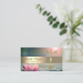 Carte De Visite Elégant Gold Tree Lotus Yoga (Debout devant)