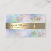 Carte De Visite Élégant Gold Tree Lotus Yoga Opal (Devant)