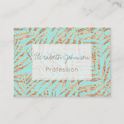 Carte De Visite Elégant Gold Tropical Palm Feuille Mint Design (Devant)