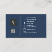 Carte De Visite Elegant Gold Wave Blue Logo Turquoise Code QR (Dos)