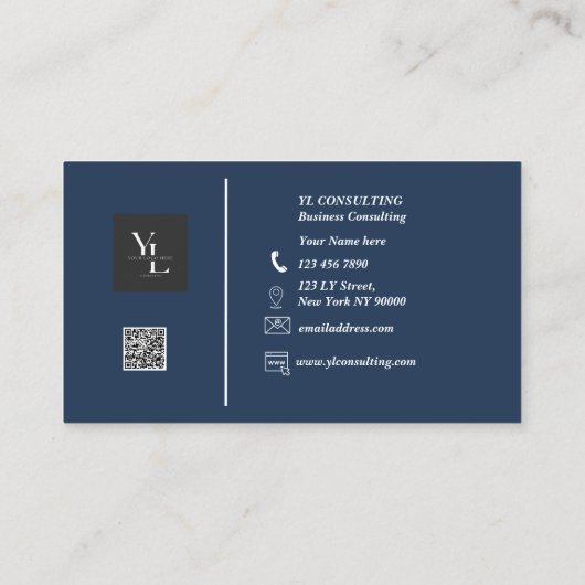 Carte De Visite Elegant Gold Wave Blue Logo Turquoise Code QR (Dos)