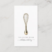 Carte De Visite Elegant Gold Whisk Baker Bakery Chef Caterer (Devant)