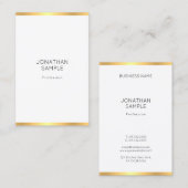 Carte De Visite Elégant Gold White Professionnel Modèle moderne (Devant / Derrière)