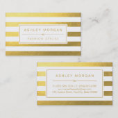 Carte De Visite Elégant Gold White Stripes - Chic et élégant (Devant / Derrière)