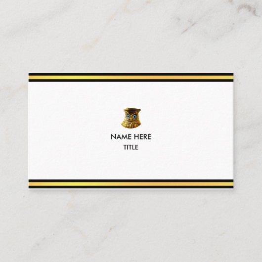 Carte De Visite Elégant Golden & Black Stripes sur blanc (Devant)