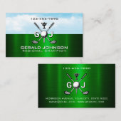 Carte De Visite Elegant Golf Monogram Design (Devant / Derrière)