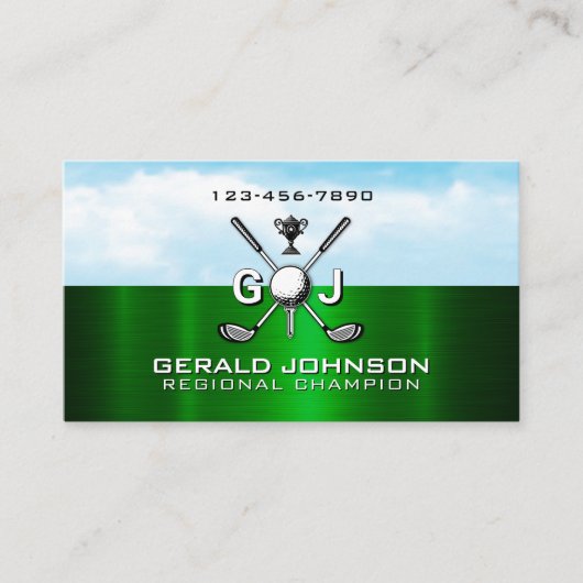 Carte De Visite Elegant Golf Monogram Design (Devant)