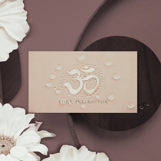 Carte De Visite Elégant gouttes d'eau avec OM Symbole YOGA instruc
